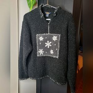 Vintage woolrich womens 1/2 zip pullover snow flake sherpa size medium
